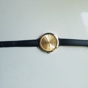 Black leather, gold watch f/ charming charlie